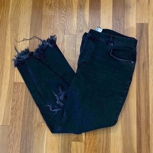 We the Free Women’s Black Ripped Wide Leg Jeans Size 31